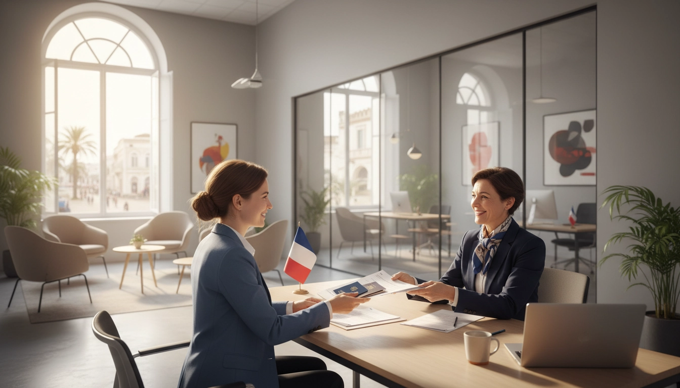 Expatrié préparant sa demande de carte nationale d'identité pour Français vivant à l'étranger au consulat.