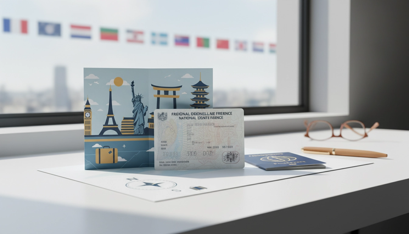 Un Français expatrié vérifie sa carte nationale d'identité devant un ordinateur.