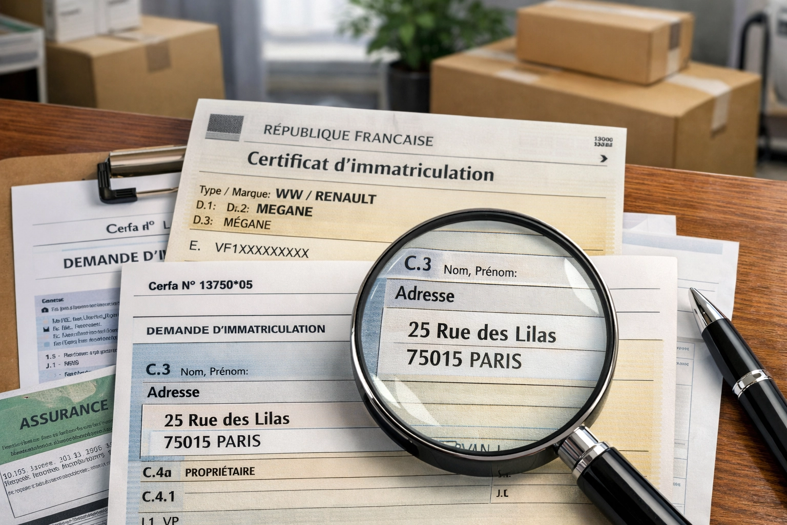 Changement d'adresse carte grise plusieurs véhicules même foyer : documents administratifs et carte grise avec adresse mise à jour