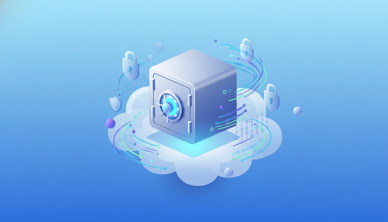 Illustration d'un coffre-fort numérique sécurisé dans un environnement cloud avec protection des données