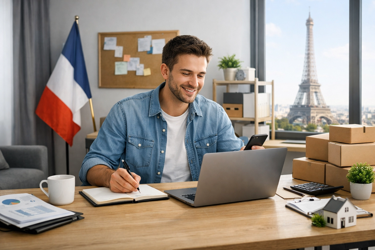 Personne consultant les conditions pour devenir auto-entrepreneur en France sur un ordinateur portable