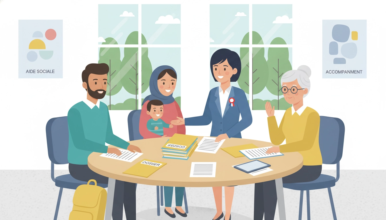 Accompagnement des bénéficiaires du RSA par un travailleur social dans un bureau de la CAF