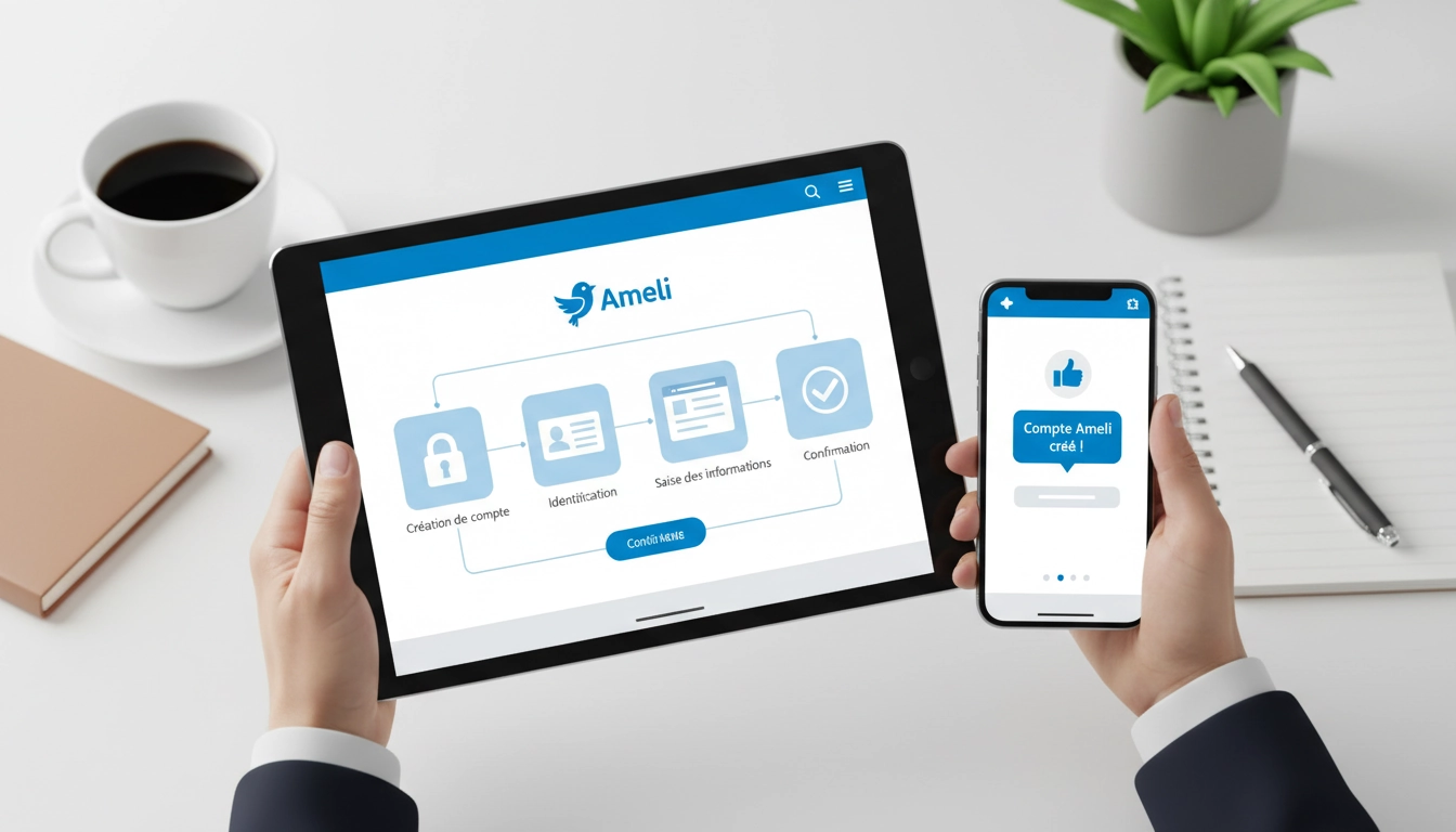Personne créant son compte Ameli en ligne étape par étape sur un ordinateur portable