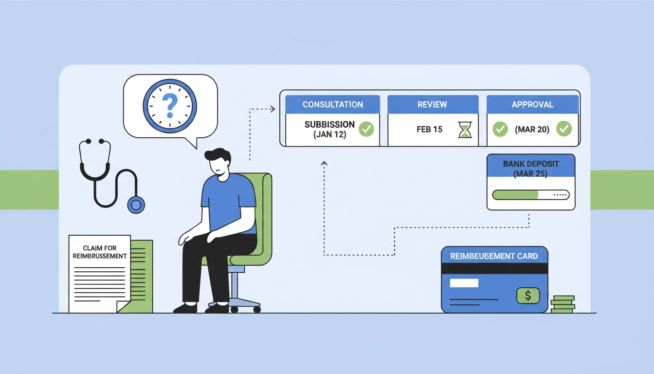 Illustration du délai remboursement sécurité sociale après consultation avec calendrier et timeline