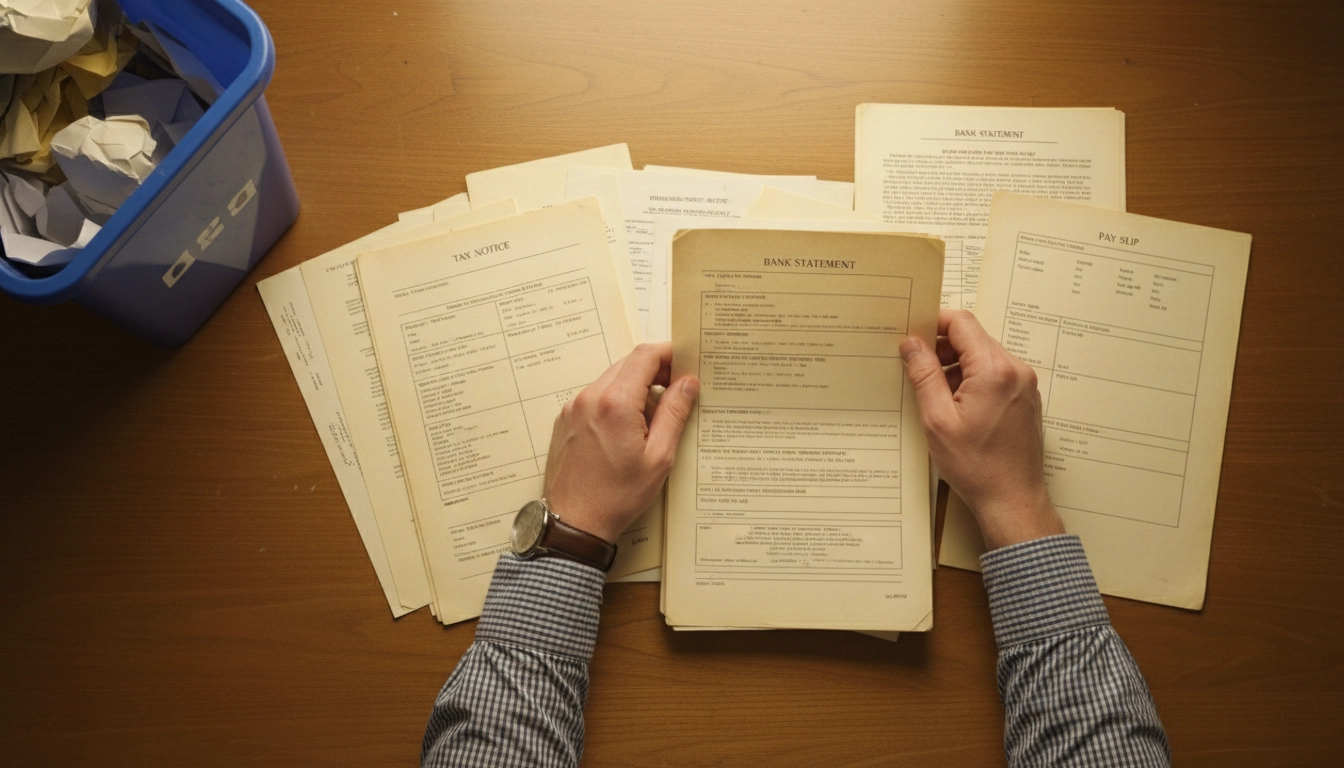 Tri et organisation de documents personnels sensibles avant leur destruction sécurisée