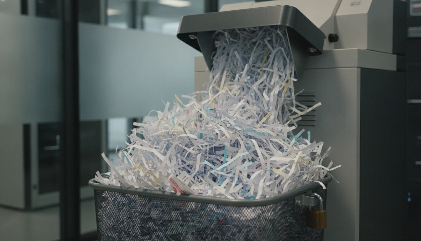 Résultat d'une destruction sécurisée de documents confidentiels