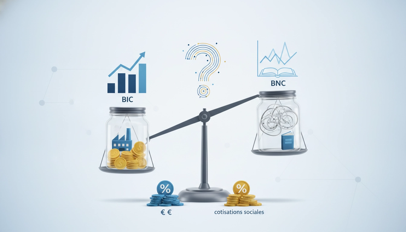 Illustration montrant la différence cotisations sociales BIC BNC micro-entreprise