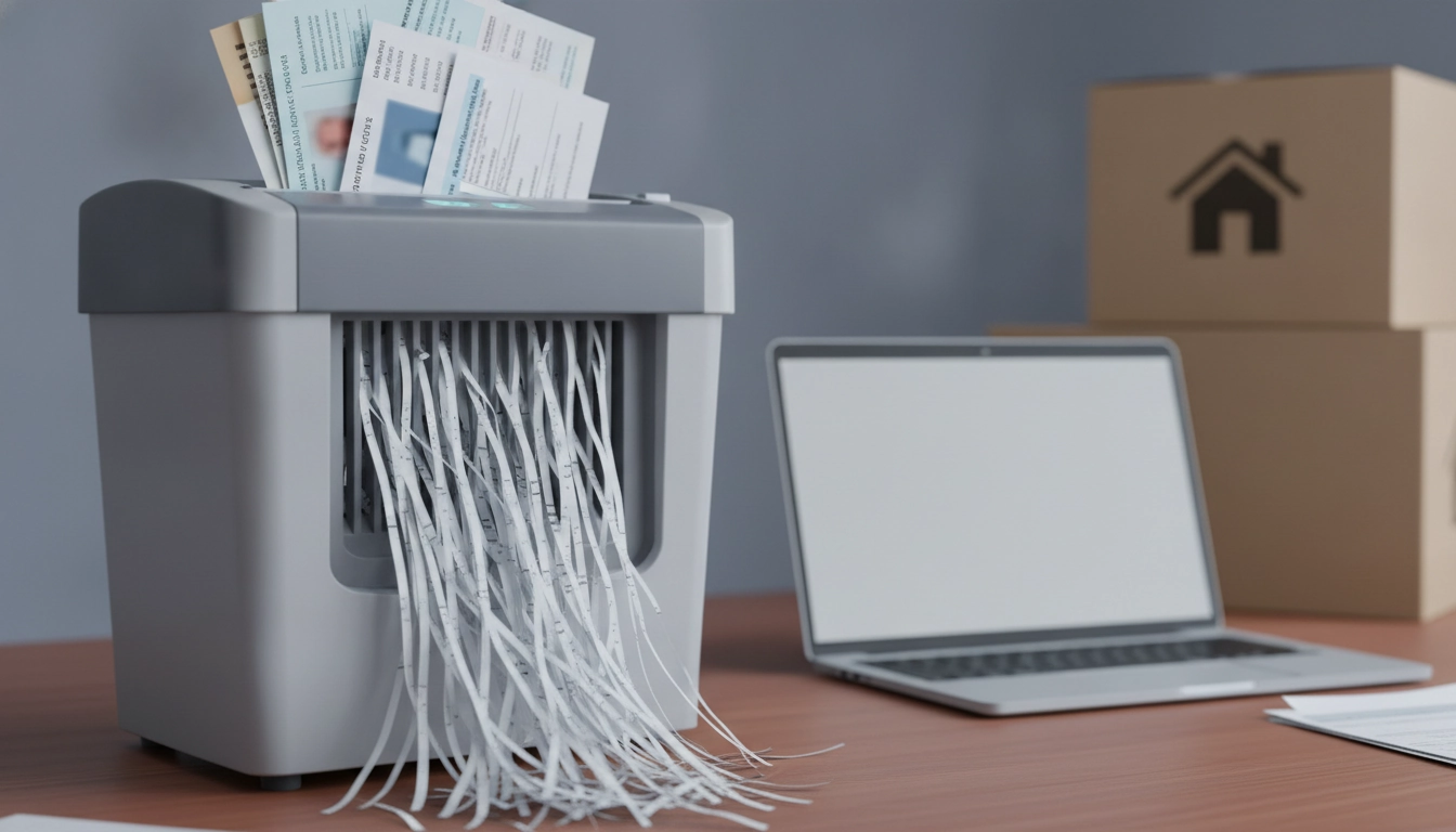Une personne triant des documents personnels pour savoir quels documents personnels faut-il absolument détruire avant déménagement