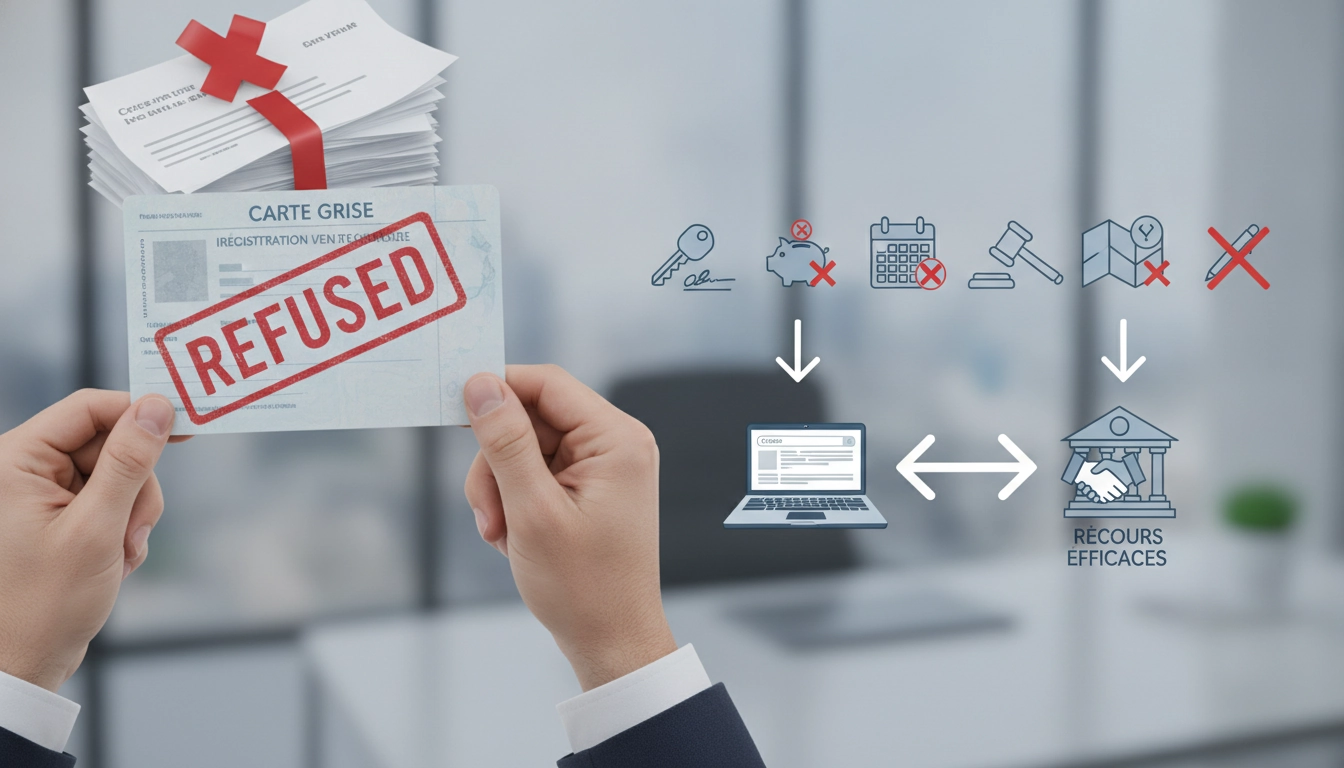 Explication visuelle sur la demande duplicata carte grise refusée raisons et recours.