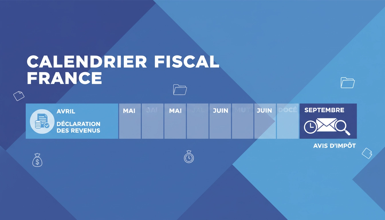 Calendrier fiscal annuel des impôts en France avec les dates clés de déclaration et de paiement