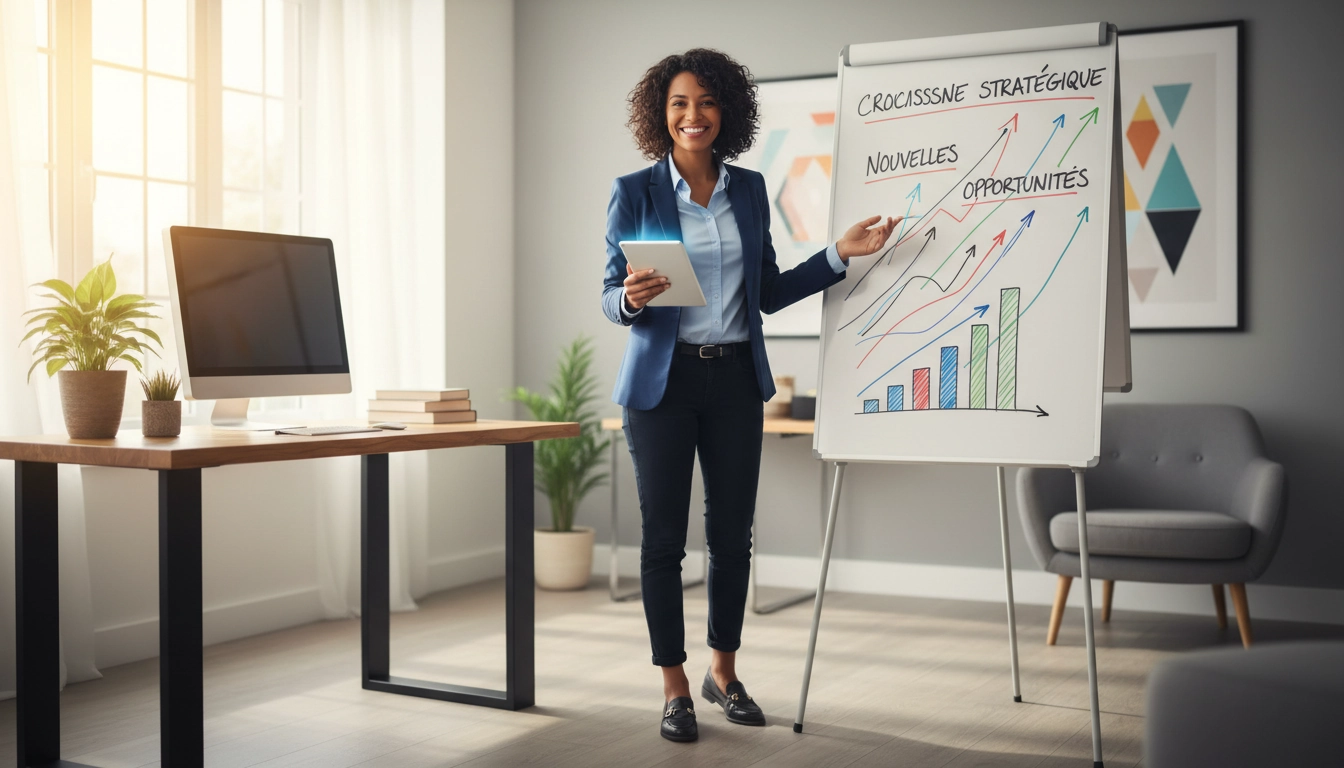 Entrepreneur analysant la croissance de son activité pour faire évoluer sa micro-entreprise