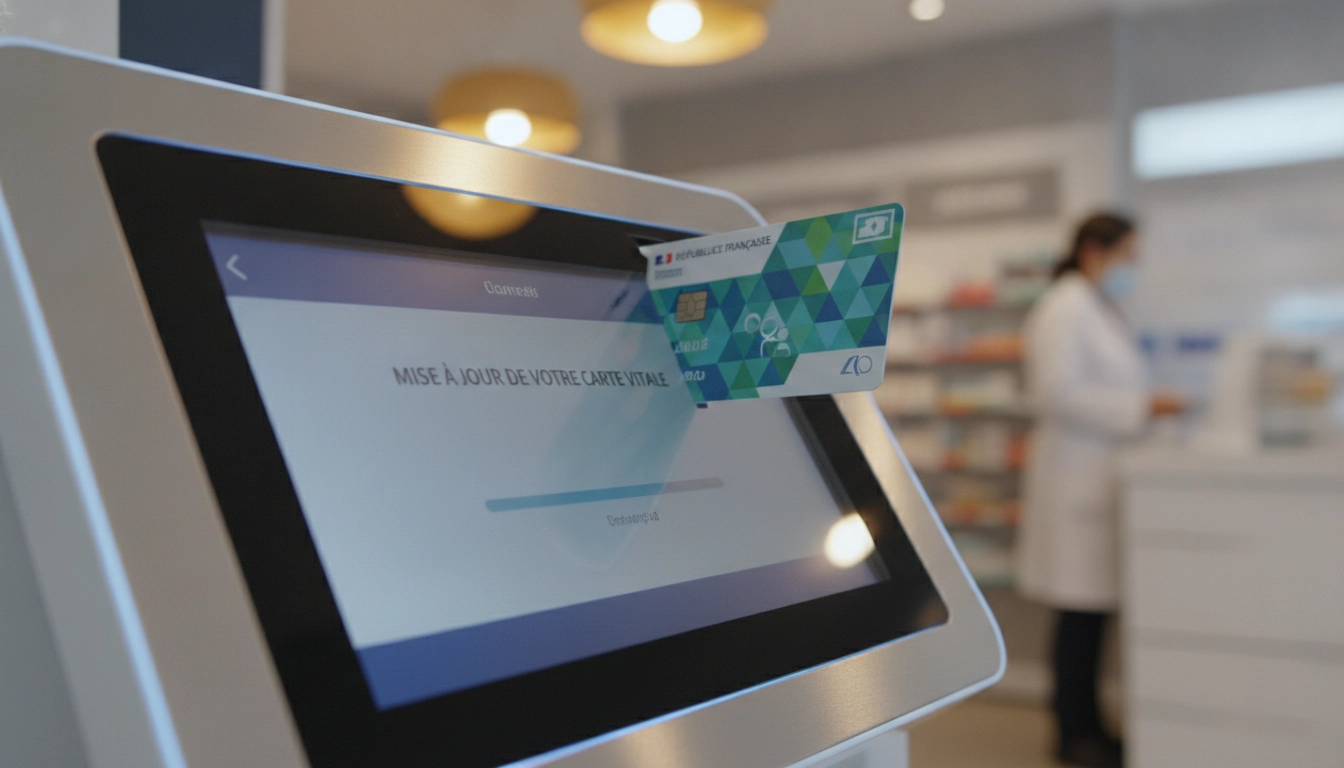 Borne de pharmacie pour mettre à jour carte vitale après changement de situation