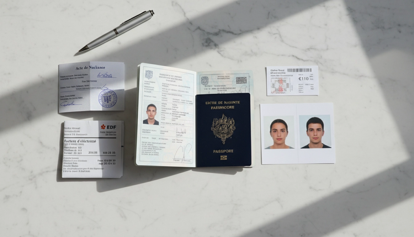 Dossier complet pour obtenir un passeport biométrique avec documents administratifs