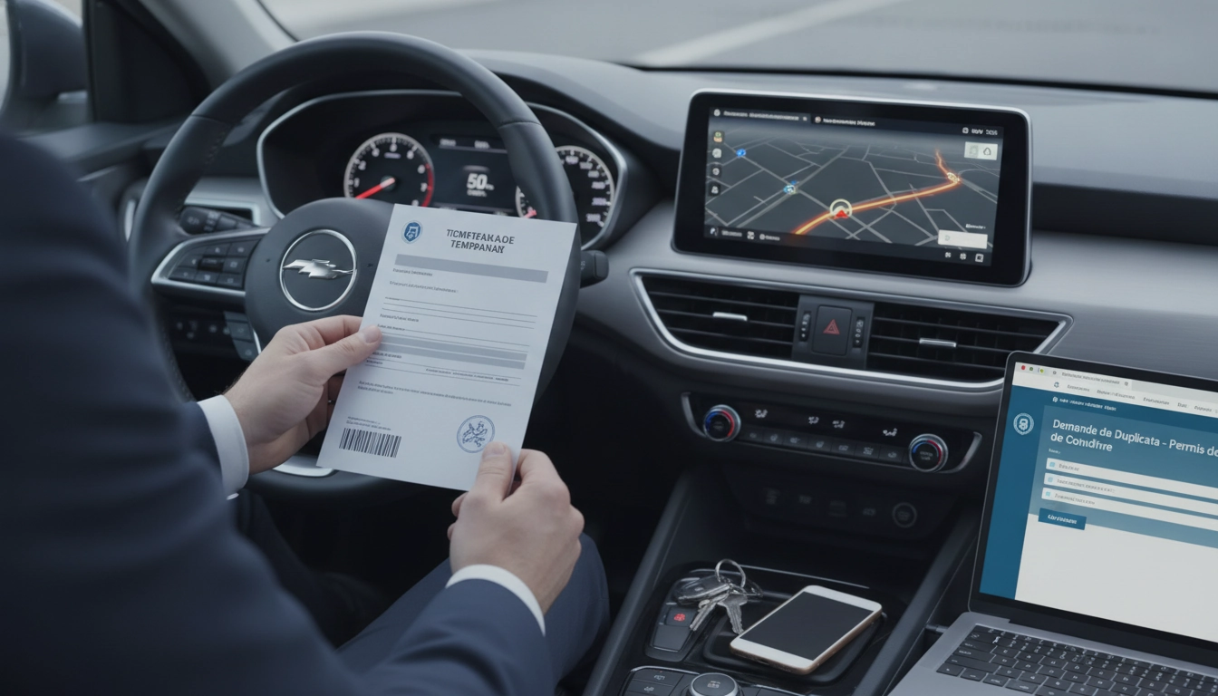 Une personne consultant son ordinateur pour la procédure de perte de permis de conduire que faire pour continuer à conduire légalement