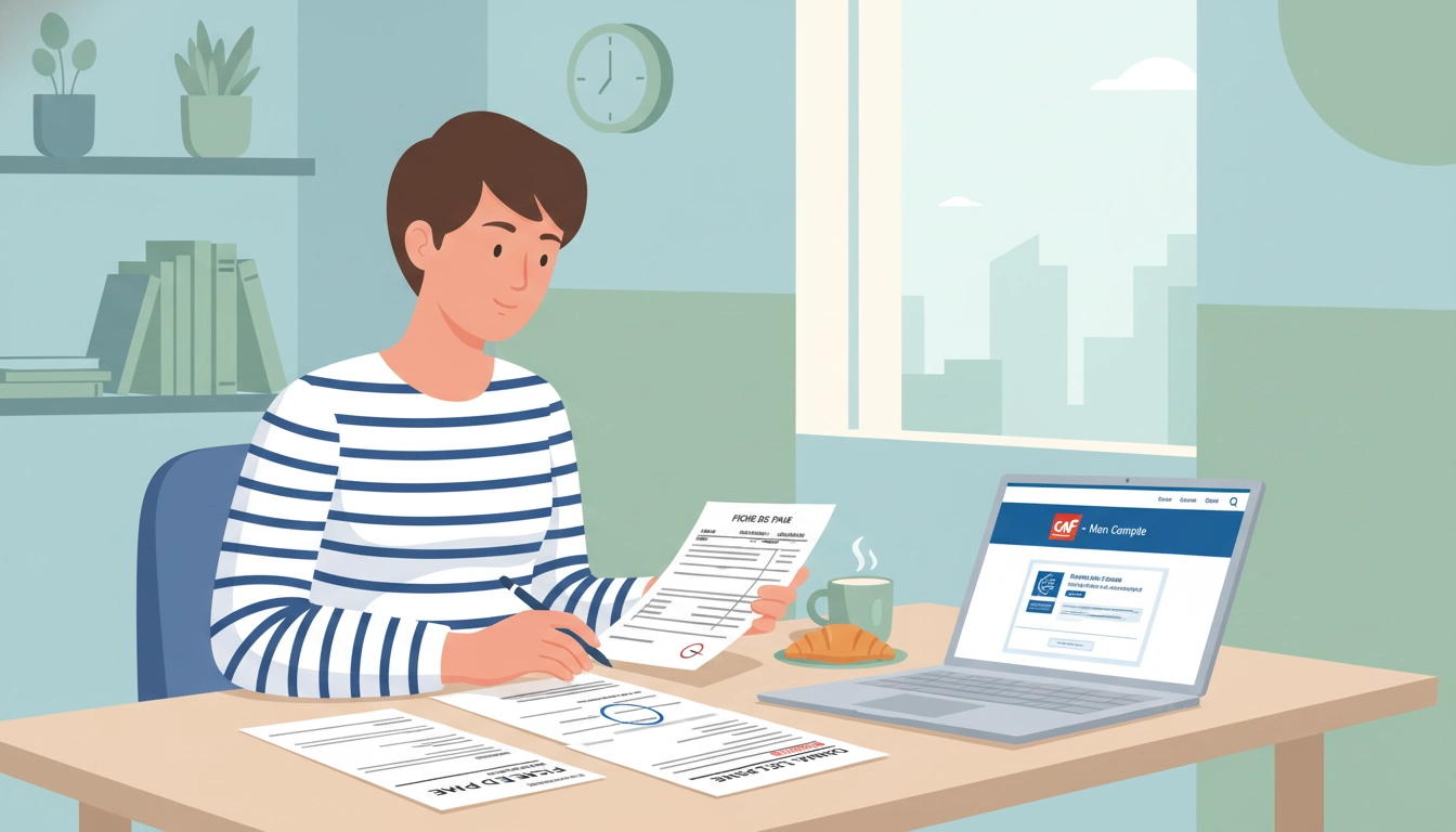 Travailleur consultant les conditions d'éligibilité à la prime d'activité sur le site de la CAF