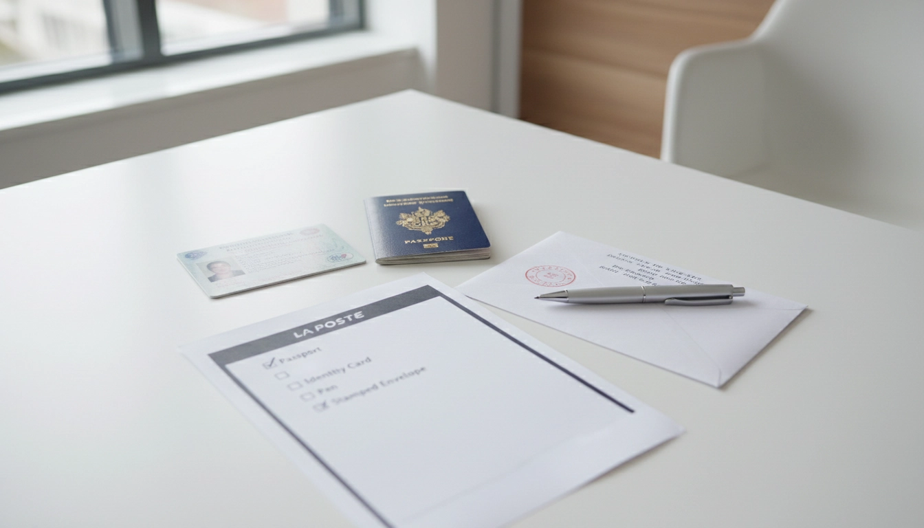 Carte d'identité française et passeport biométrique posés sur un bureau pour un renouvellement titre d'identité