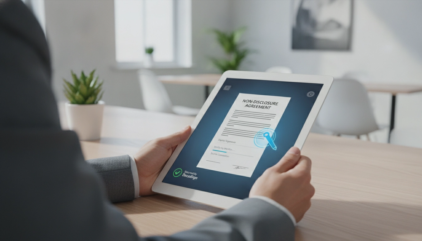 Processus de signature électronique document numérisé reconnaissance légale France sur tablette.