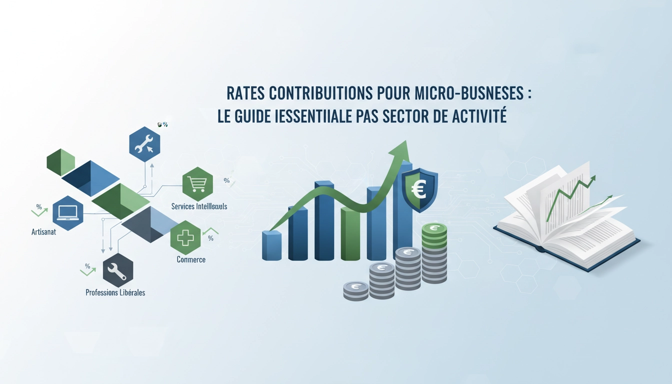 Infographie sur les taux de cotisations sociales en micro-entreprise par secteur d'activité