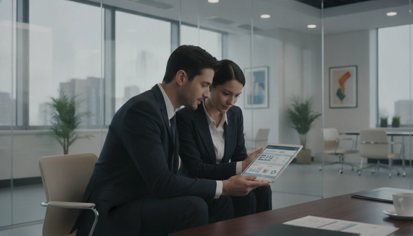 Un couple analysant la différence entre taux individualisé et taux commun prélèvement à la source sur une tablette.