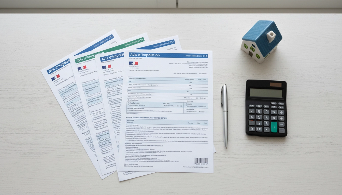 Documents officiels pour le calcul des taxes locales en France posés sur un bureau
